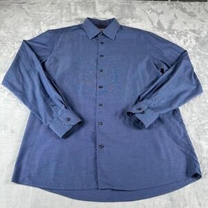 Eton Contemporary Dress Shirt Men 46 18 XXL Blue Signature Twill Preppy Heritage